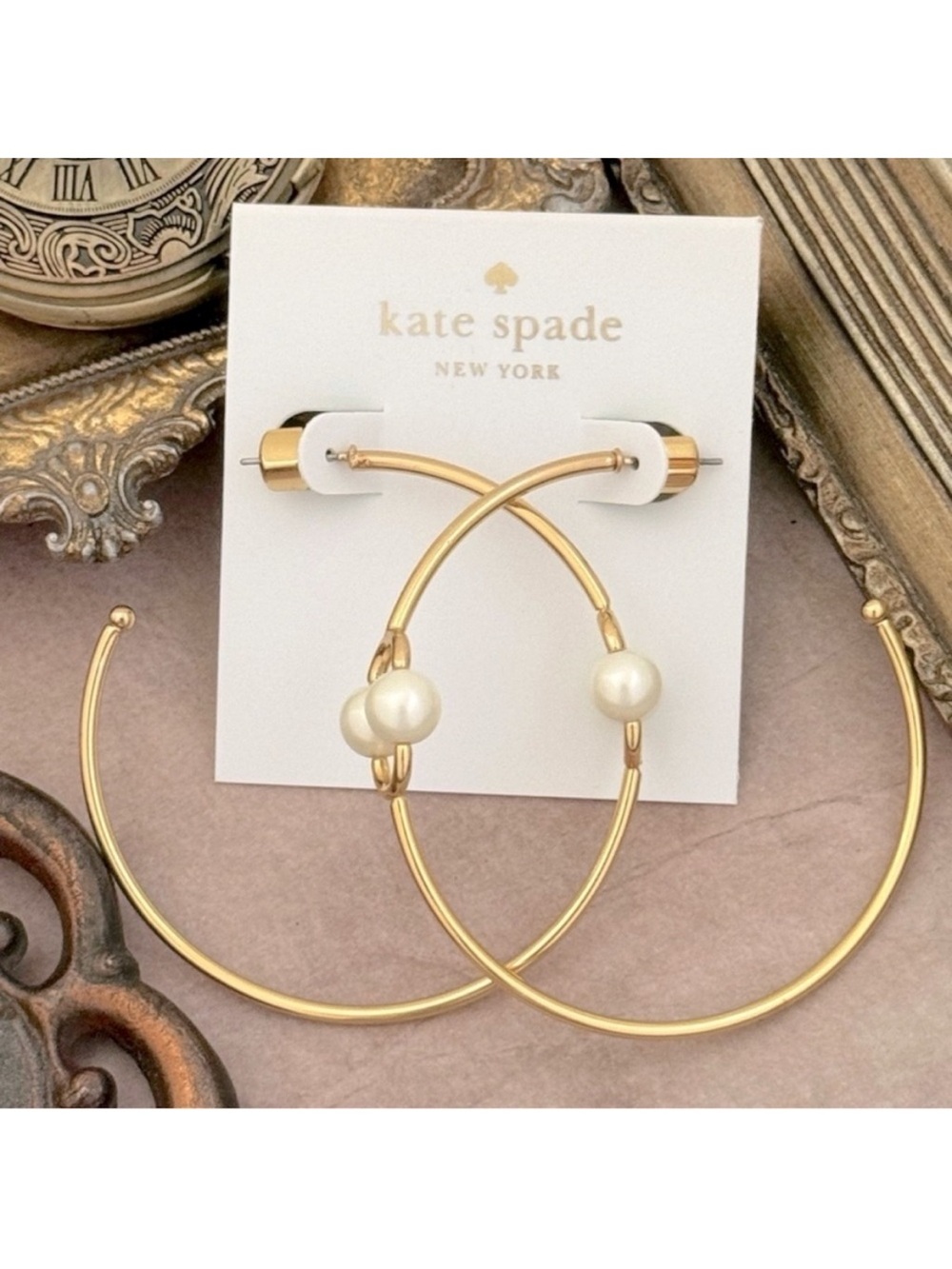 KATE SPADE • Nouveau Pearl Large Hoop Earrings